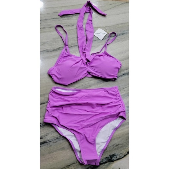 Grace Tempt Purple High Waisted Bikini Small NWT - Picture 1 of 9